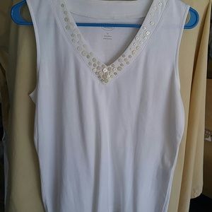 Talbots white sleeveless v-neck